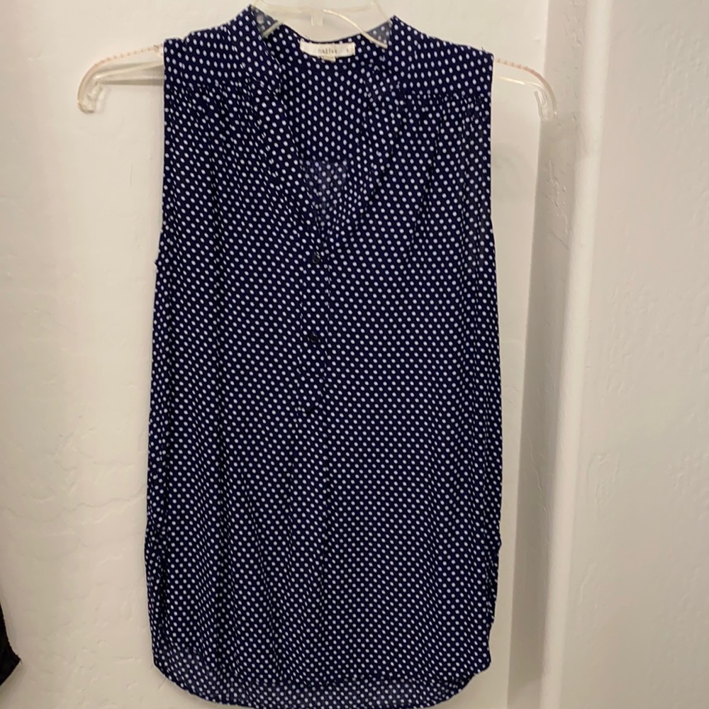 White and navy Polk a dot tank